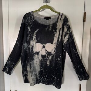 Skull Cashmere Charcoal Knit Sweater Sz L